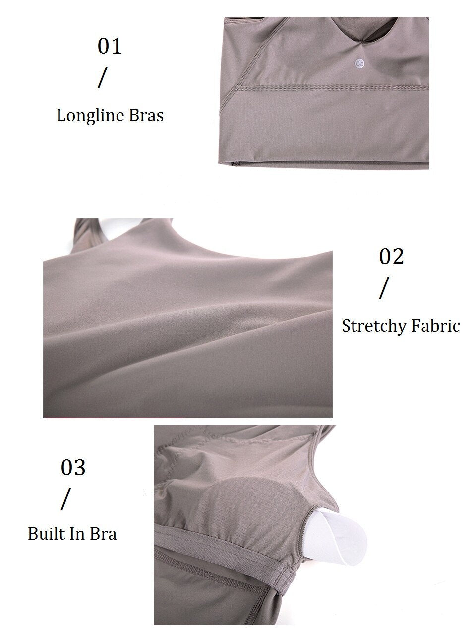 Women's High Neck Longline Sports Bra V-back Wirefree Workout Sexy