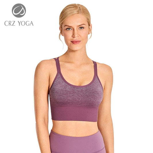 Women's Wirefree Padded Yoga Bras Strappy Sexy Longline Sports Bra