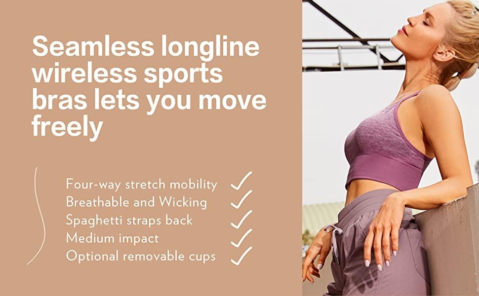 Women's Wirefree Padded Yoga Bras Strappy Sexy Longline Sports Bra