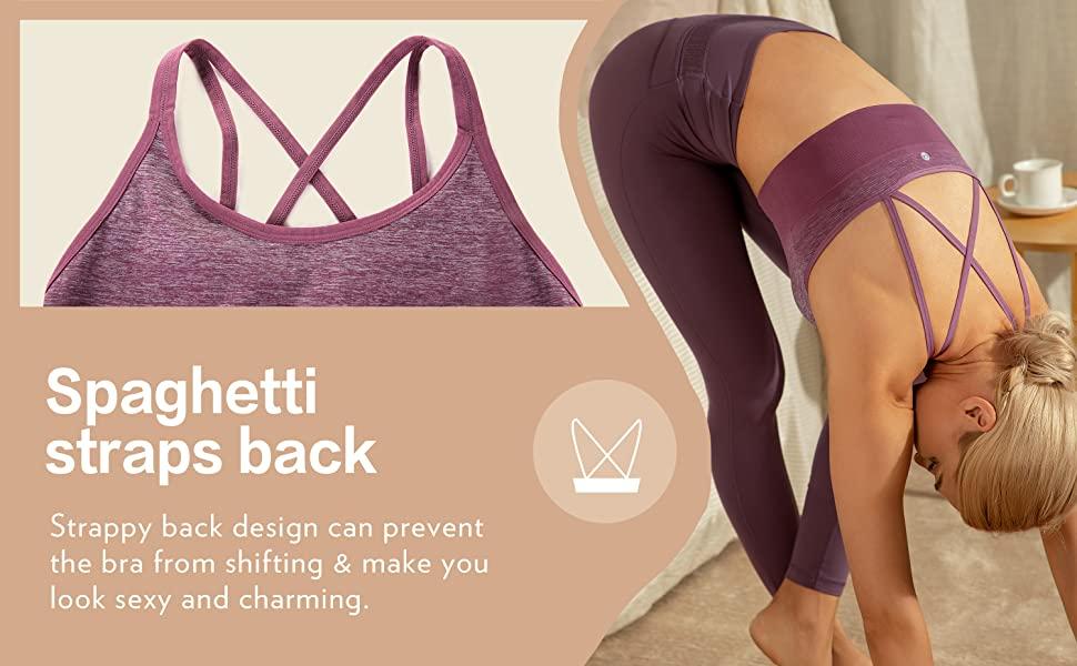 Women's Wirefree Padded Yoga Bras Strappy Sexy Longline Sports Bra