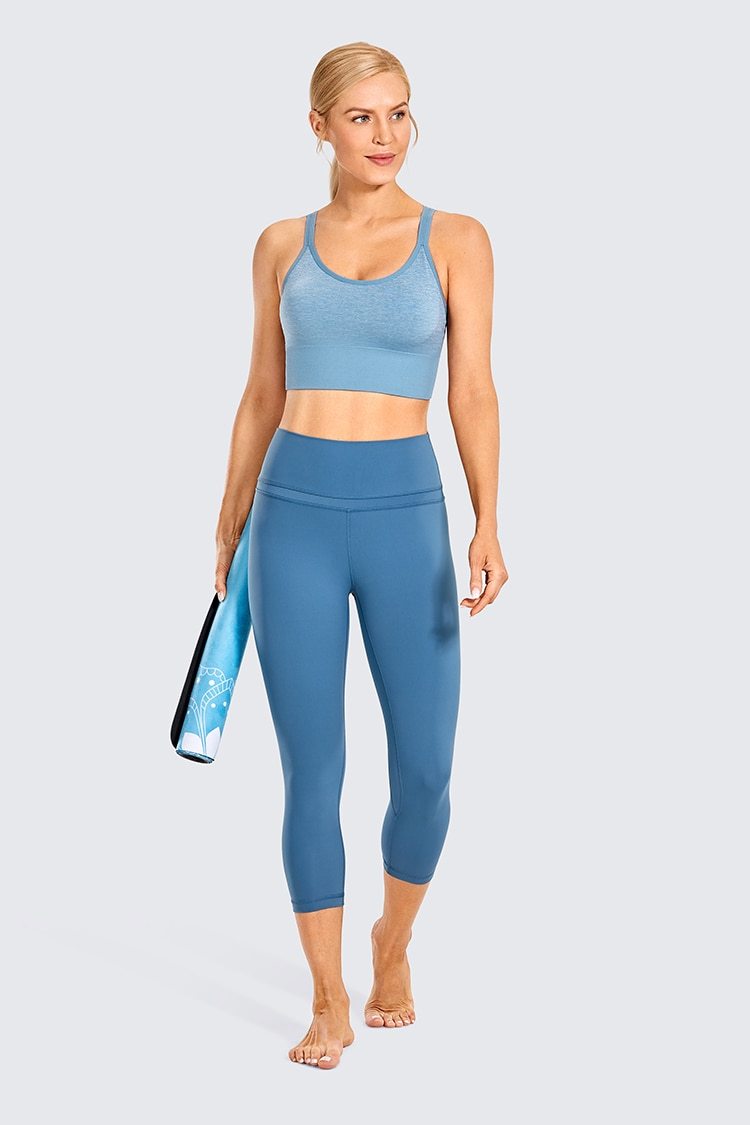 Women's Wirefree Padded Yoga Bras Strappy Sexy Longline Sports Bra