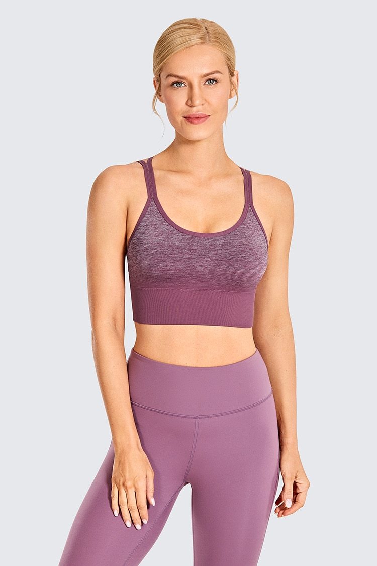 Women's Wirefree Padded Yoga Bras Strappy Sexy Longline Sports Bra