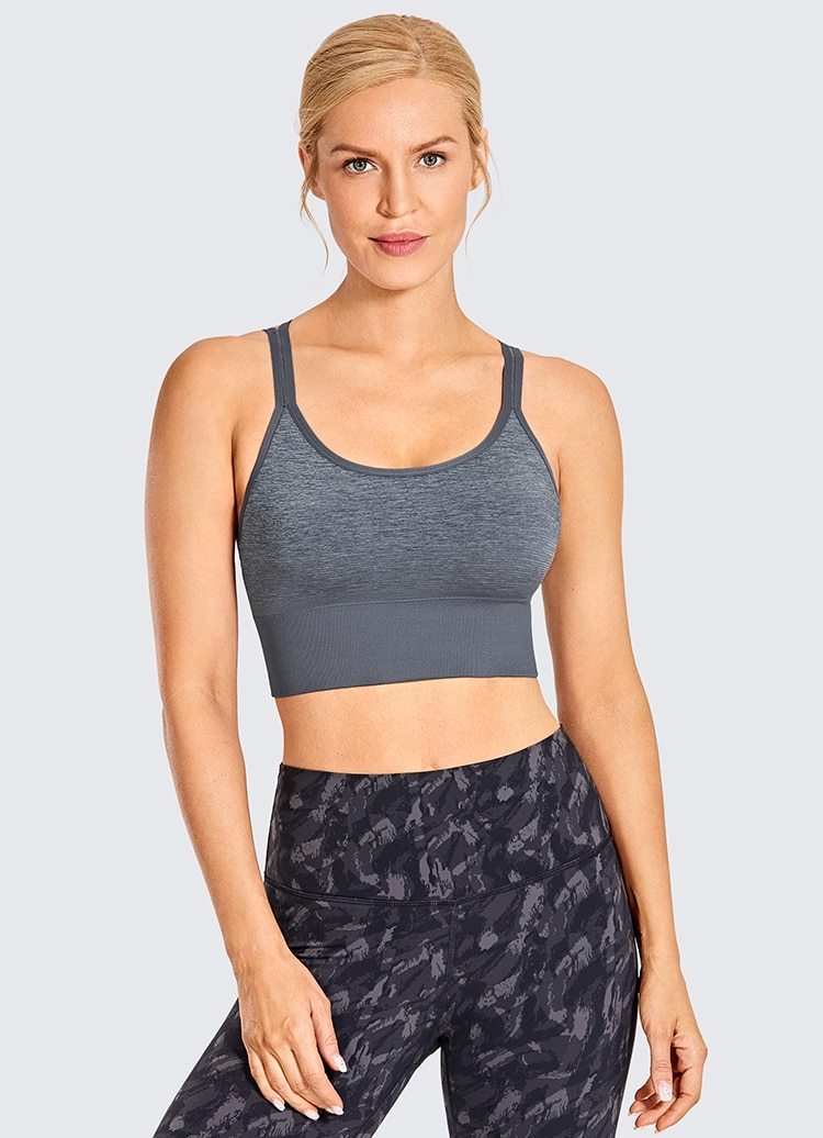 Women's Wirefree Padded Yoga Bras Strappy Sexy Longline Sports Bra