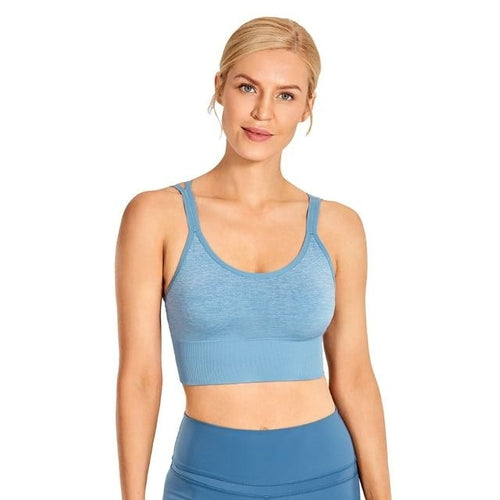 Women's Wirefree Padded Yoga Bras Strappy Sexy Longline Sports Bra