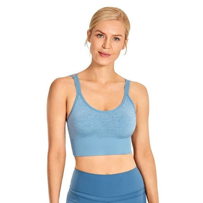 Women's Wirefree Padded Yoga Bras Strappy Sexy Longline Sports Bra