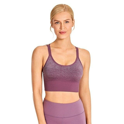 Women's Wirefree Padded Yoga Bras Strappy Sexy Longline Sports Bra