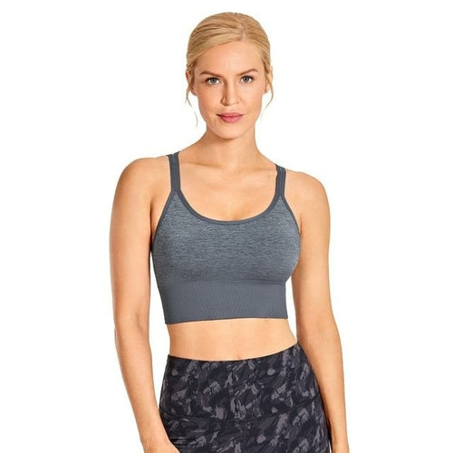 Women's Wirefree Padded Yoga Bras Strappy Sexy Longline Sports Bra