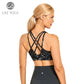 Women's Strappy Sports Bras V Neck Medium Impact Wirefree Padded Yoga
