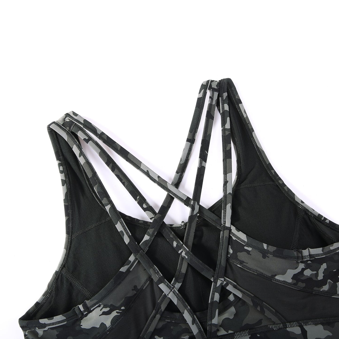Women's Strappy Sports Bras V Neck Medium Impact Wirefree Padded Yoga
