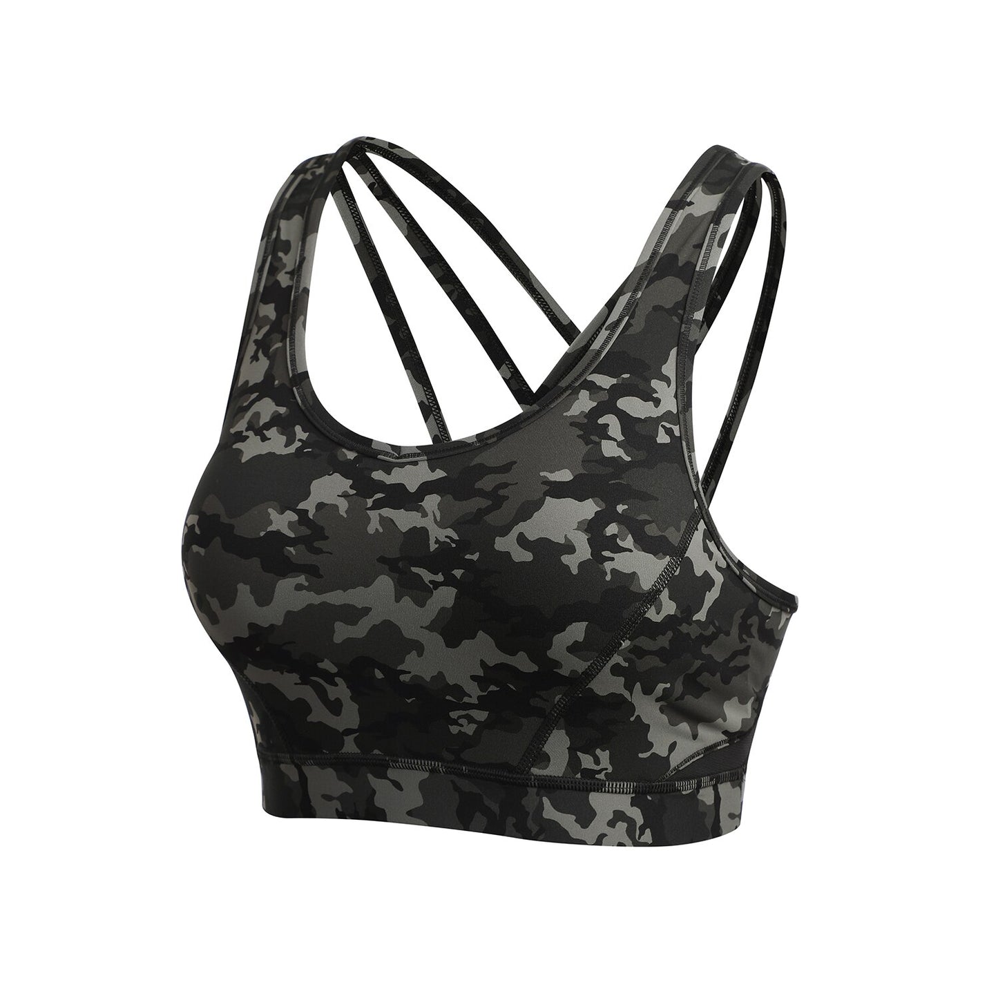 Women's Strappy Sports Bras V Neck Medium Impact Wirefree Padded Yoga