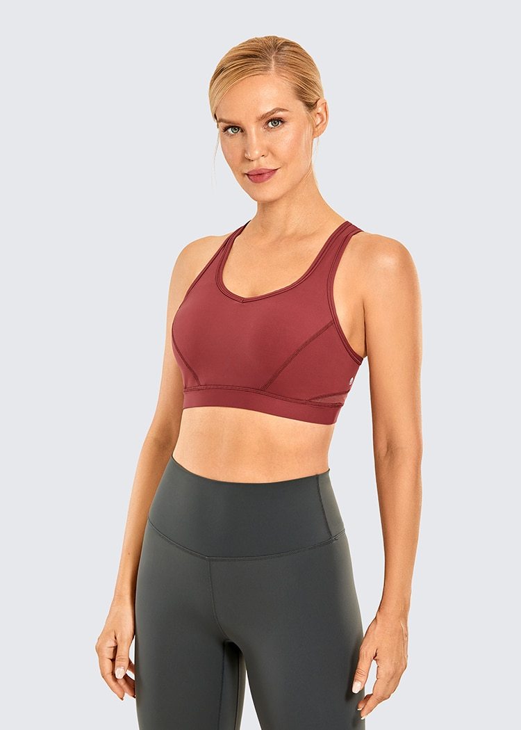 Women's Strappy Sports Bras V Neck Medium Impact Wirefree Padded Yoga