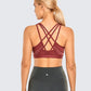 Women's Strappy Sports Bras V Neck Medium Impact Wirefree Padded Yoga