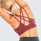 Women's Strappy Sports Bras V Neck Medium Impact Wirefree Padded Yoga