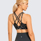 Women's Strappy Sports Bras V Neck Medium Impact Wirefree Padded Yoga