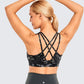 Women's Strappy Sports Bras V Neck Medium Impact Wirefree Padded Yoga