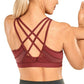 Women's Strappy Sports Bras V Neck Medium Impact Wirefree Padded Yoga