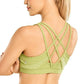 Women's Strappy Sports Bras V Neck Medium Impact Wirefree Padded Yoga