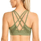 Women's Strappy Sports Bras V Neck Medium Impact Wirefree Padded Yoga