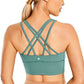 Wirefree Padded Strappy Yoga Bra Longline Medium Impact Sports Bras