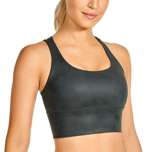 Wirefree Padded Strappy Yoga Bra Longline Medium Impact Sports Bras